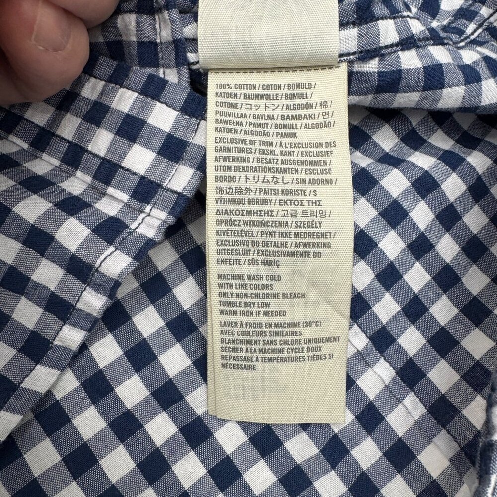 Y2K Hollister Women's Blue White Checker LS Button Down Shirt 100% Cotton, Sz S - Picture 4 of 7